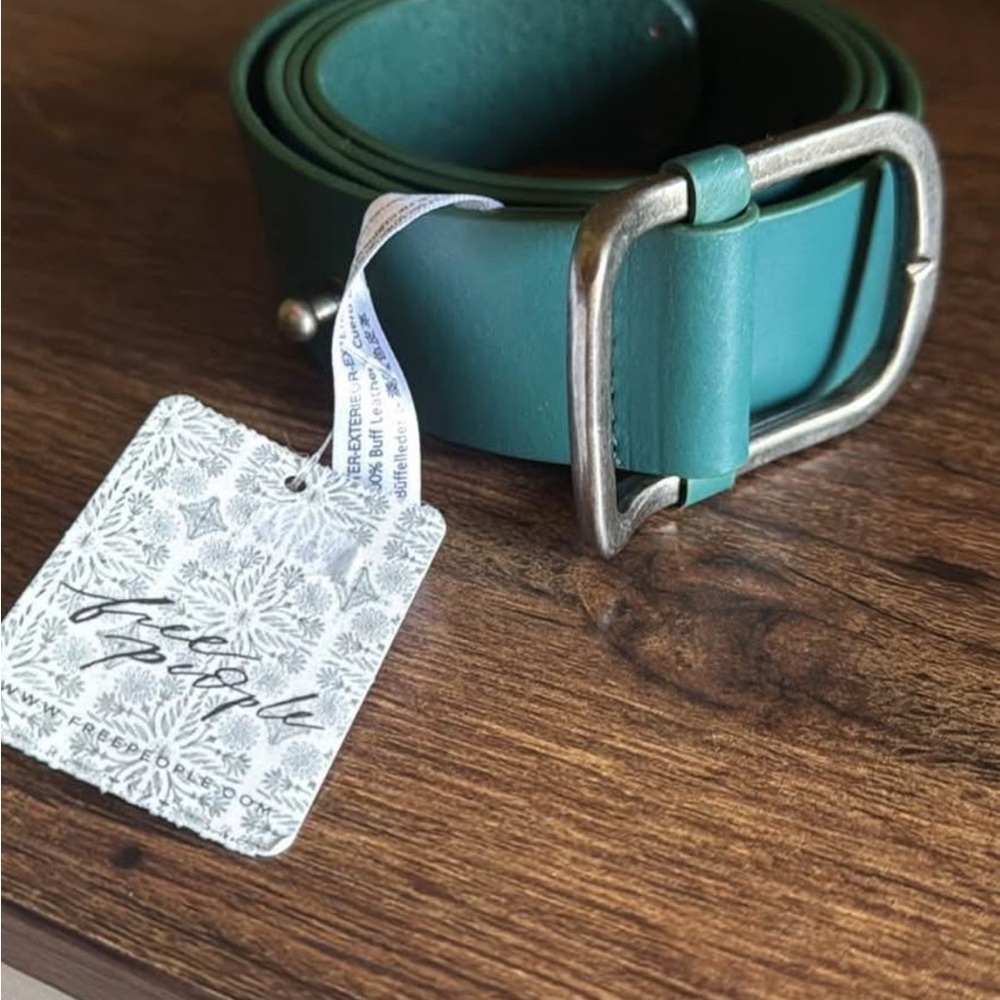 Free People Teal Belt with Silver Buckle